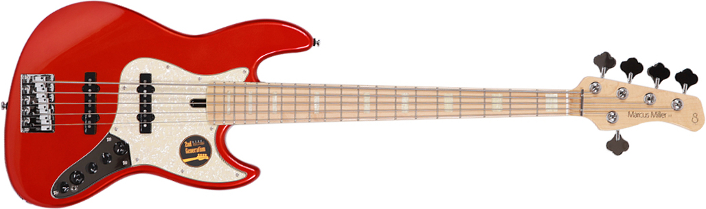 Marcus Miller V7 Swamp Ash 5st 2nd Generation 5-cordes Mn Sans Housse - Bright Metallic Red - Solidbody E-bass - Main picture
