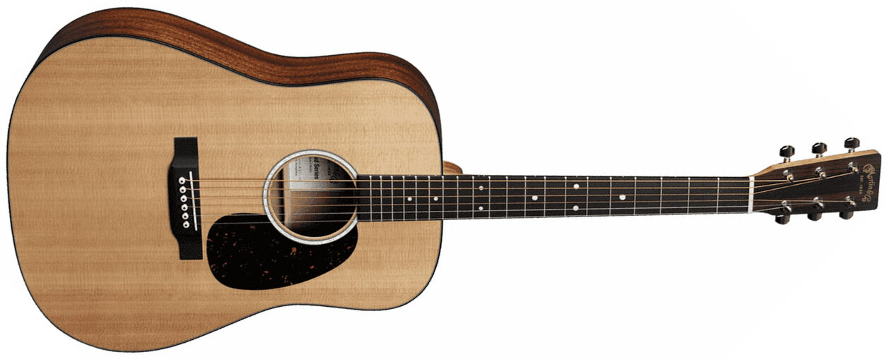 Martin D-10e Sitka Top Road Dreadnought Epicea Sapele Ric +housse - Natural Satin - Elektroakustische Gitarre - Main picture