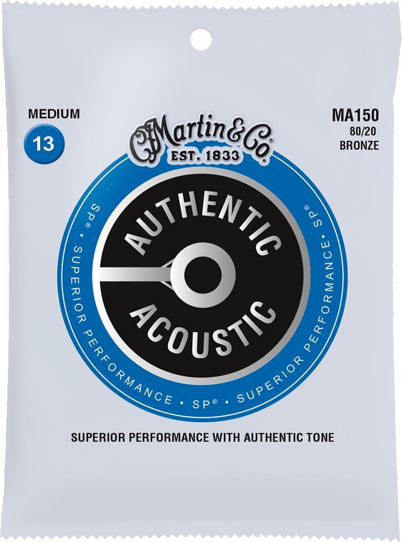 Westerngitarre saiten Martin MA150 Acoustic Guitar 6-String set Authentic SP 80/20 Bronze 6-String Set Authentic SP 80/20 Bronze 13-56 - Saitensätze 