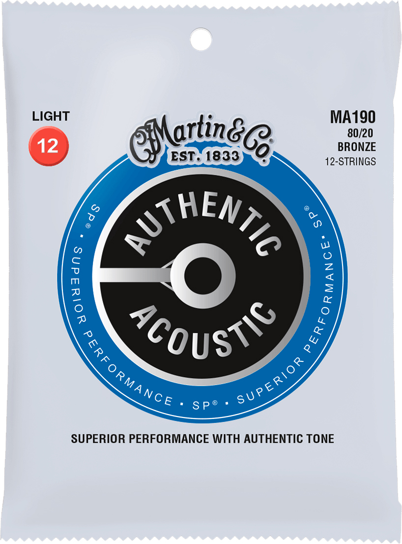 Martin Ma190 Authentic Sp 80/20 Bronze Acoustic Guitar 12c 12-54 - Westerngitarre Saiten - Main picture