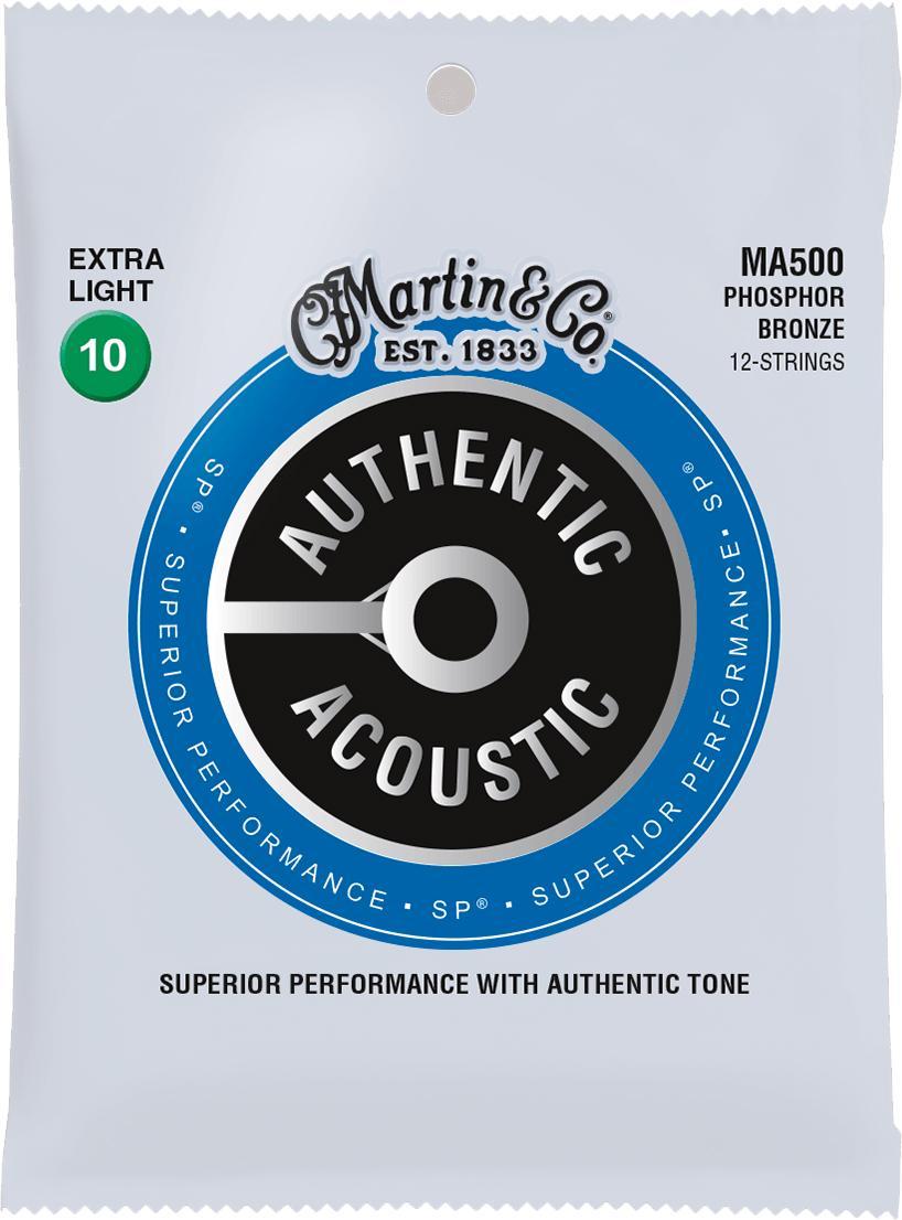 Westerngitarre saiten Martin MA500 Acoustic Guitar 12-String Set Authentic SP 80/20 Bronze 6-String Set Authentic SP 80/20 Bronze 10-47