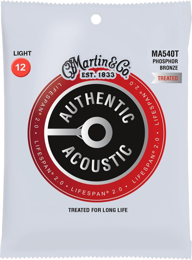 Westerngitarre saiten Martin MA540T Acoustic Guitar 6-String Set Authentic Lifespan 2.0 92/8 Phosphor Bronze 12-54 - Saitensätze 