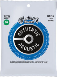 Westerngitarre saiten Martin MA170 Acoustic Guitar 6-String Set Authentic SP 80/20 Bronze 10-47 - Saitensätze 
