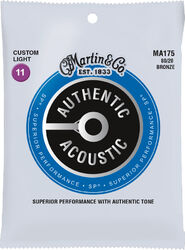 Westerngitarre saiten Martin MA175 Acoustic Guitar 6-String Set Authentic SP 80/20 Bronze 11-52 - Saitensätze 
