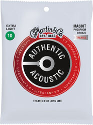 Westerngitarre saiten Martin MA530T Acoustic Guitar 6-String Set Authentic Lifespan 2.0 92/8 Phosphor Bronze 10-47 - Saitensätze 