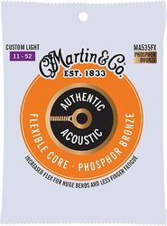 Westerngitarre saiten Martin MA535FX Acoustic Guitar 6-String Set Authentic Flexible Core Phosphor Bronze 11-52 - Saitensätze 