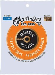 Westerngitarre saiten Martin MA550FX Acoustic Guitar 6-String Set Authentic Flexible Core Phosphor Bronze 13-56 - Saitensätze 