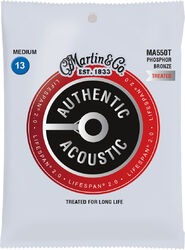 Westerngitarre saiten Martin MA550T Acoustic Guitar 6-String Set Authentic Lifespan 2.0 92/8 Phosphor Bronze 13-56 - Saitensätze 