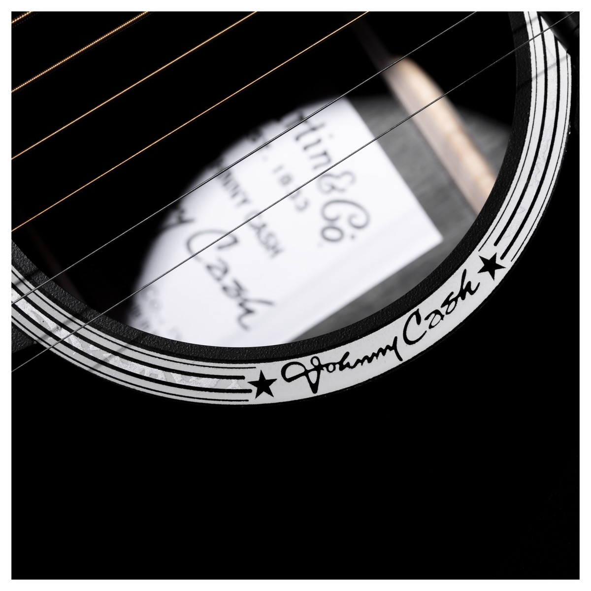 Martin Johnny Cash Dx Signature Dreadnought Hpl Ric - Black - Elektroakustische Gitarre - Variation 3