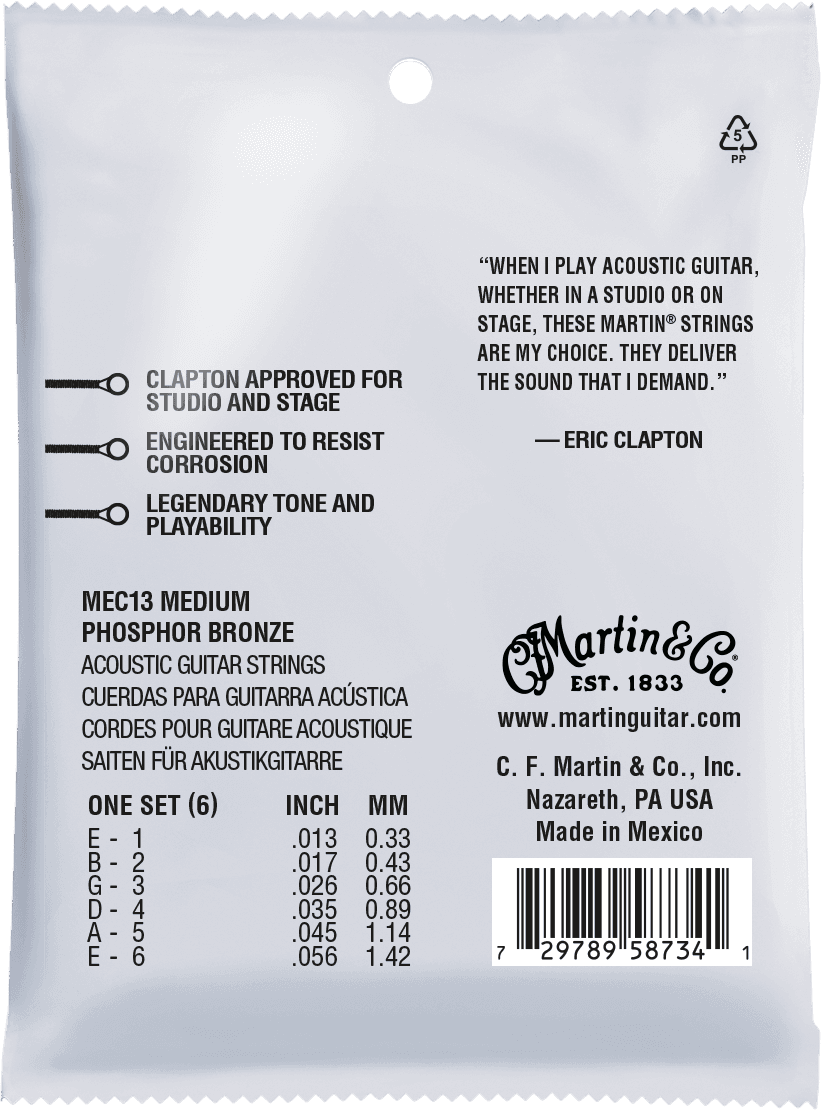 Martin Mec13 Eric Clapton 92/8 Phosphor Bronze Acoustic Guitar 6c 13-56 - Westerngitarre Saiten - Variation 1