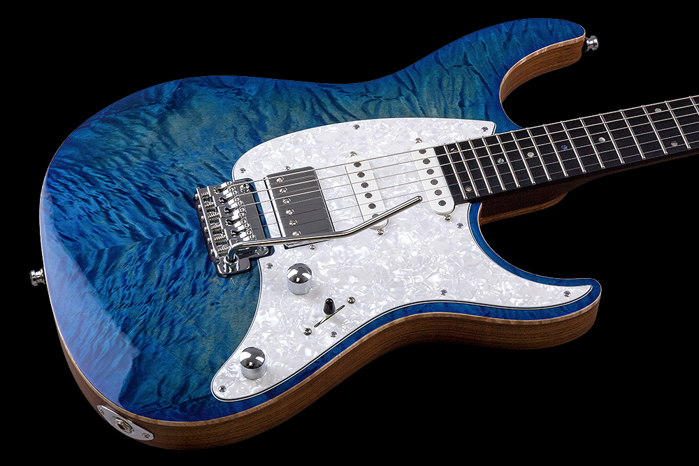 Mayones Guitars Aquila Qm 6 Hss Trem Eb - Lagoon Burst - E-Gitarre in Str-Form - Variation 3