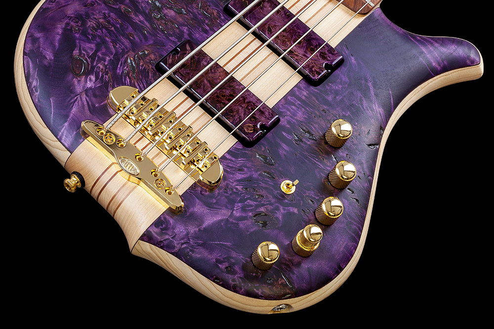 Mayones Guitars Comodous Inspiration Mohini Dey 5c Active Pf - Dirty Purple Raw - Solidbody E-bass - Variation 3