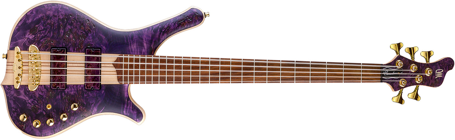 Mayones Guitars Comodous Inspiration Mohini Dey 5c Active Pf - Dirty Purple Raw - Solidbody E-bass - Main picture