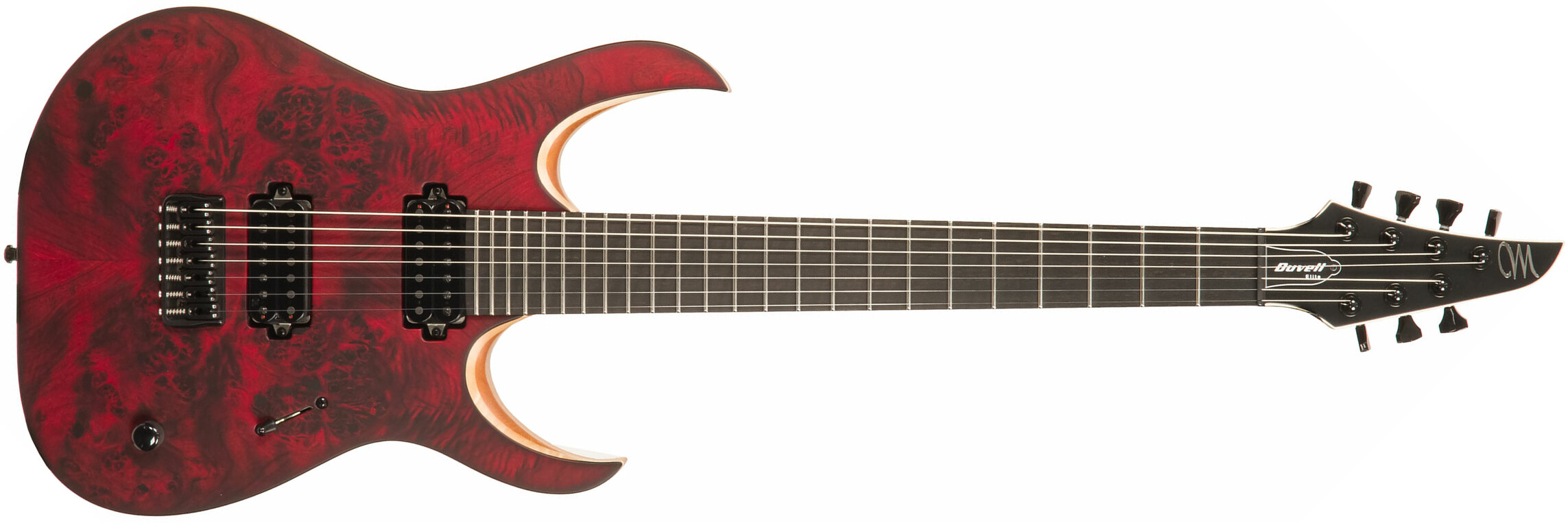 Mayones Guitars Duvell Elite 7 Hh Tko Ht Eb - Dirty Red Satin - 7-saitige E-Gitarre - Main picture