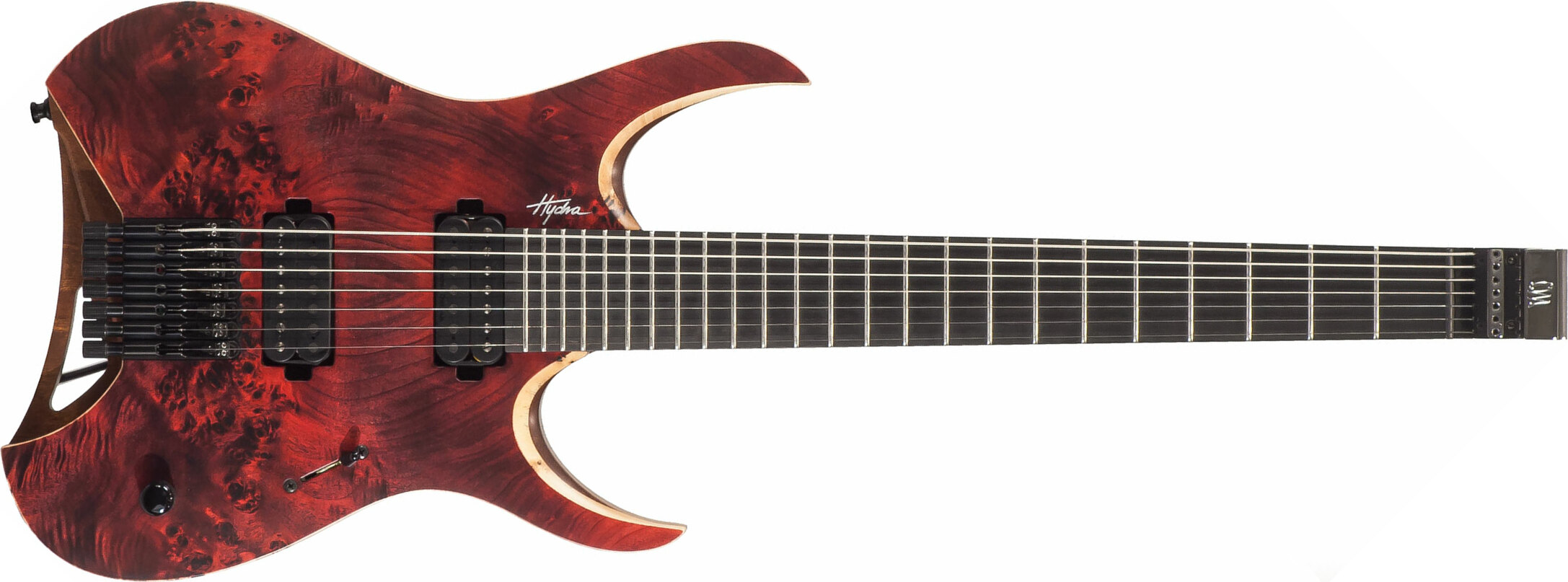Mayones Guitars Hydra Elite 7 2h Seymour Duncan Ht Eb - Dirty Red Satin - 7-saitige E-Gitarre - Main picture