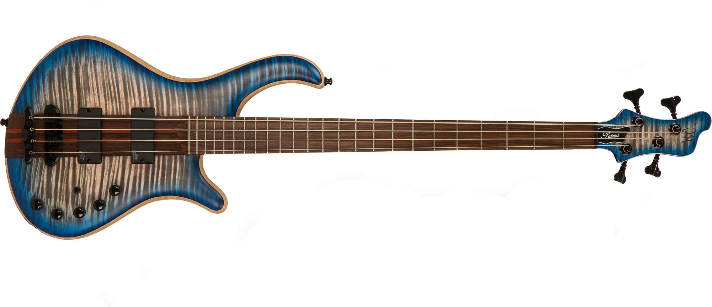 Mayones Guitars Patriot 4-cordes Aguilar Rw - Jeans Blue Flamed Maple - Solidbody E-bass - Main picture