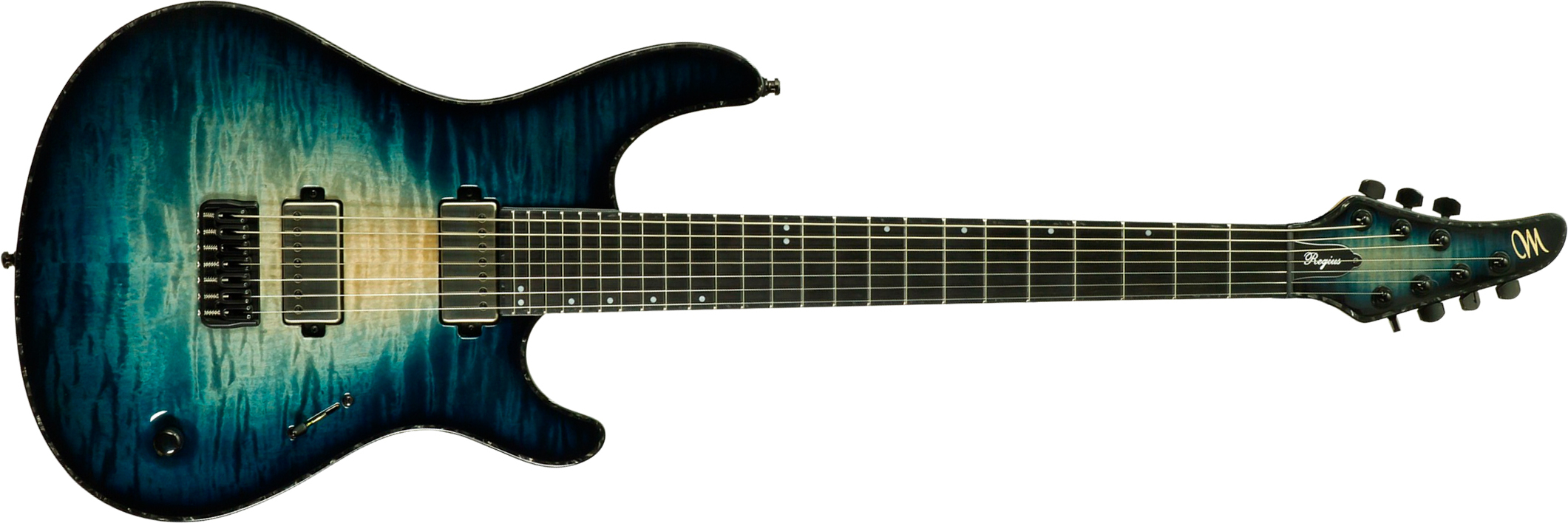 Mayones Guitars Regius 7c Baryton 2h Velvetrone Ht Eb #rf2510186 - Turquoise Iris - Bariton E-Gitarre - Main picture