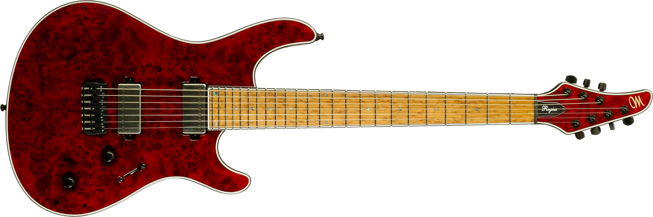 Mayones Guitars Regius 7c Baryton 2h Velvetrone Ht Eb #rf2602251 - Trans Red - Bariton E-Gitarre - Main picture