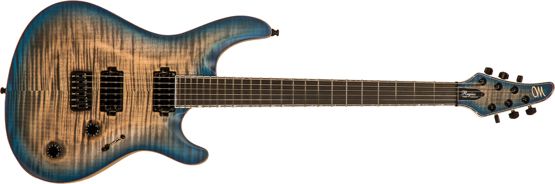 Mayones Guitars Regius Core Classic 6 Ash 2h Tko Eb #rf2204447 - Jean Black 2-tone Blue Sunburst Satine - Double Cut E-Gitarre - Main picture