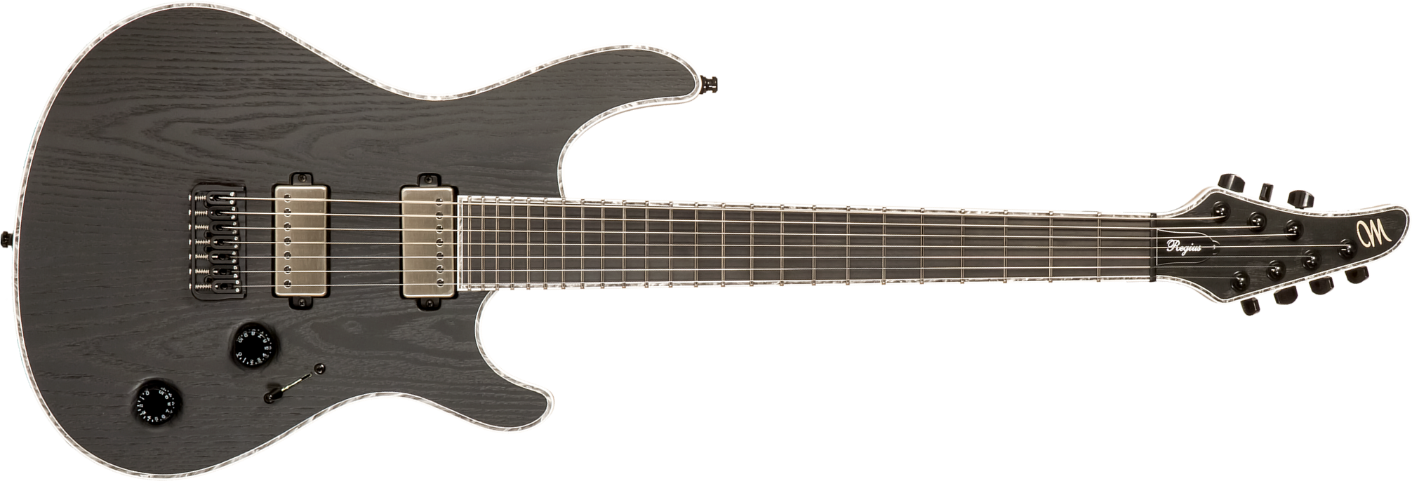 Mayones Guitars Regius Gothic Ash 7c 2h Bkp Ht Eb #rf2312801 - Gothic Black Ash - 7-saitige E-Gitarre - Main picture