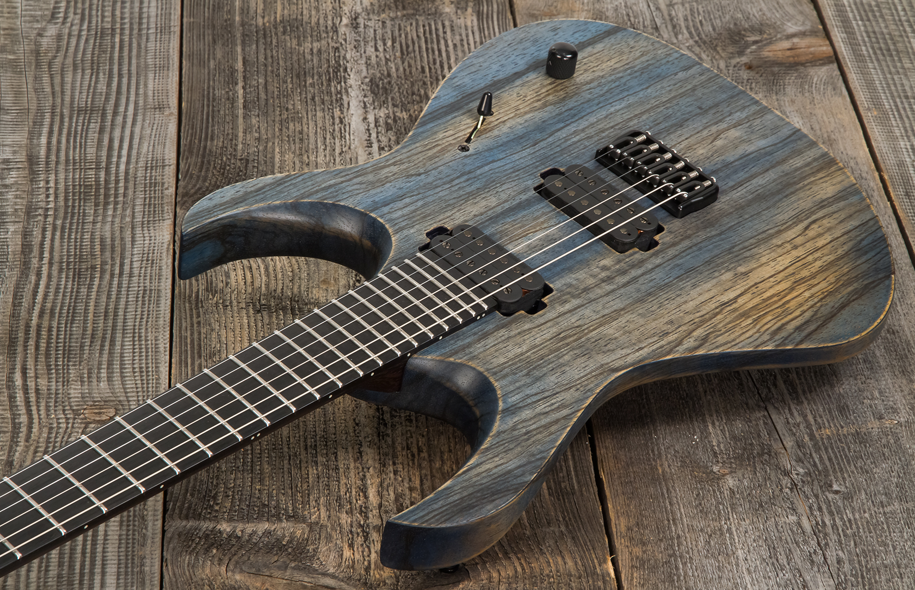 Mayones Guitars Duvell Bl 6 2h Seymour Duncan Ht Eb - Antique Blue - E-Gitarre aus Metall - Variation 2