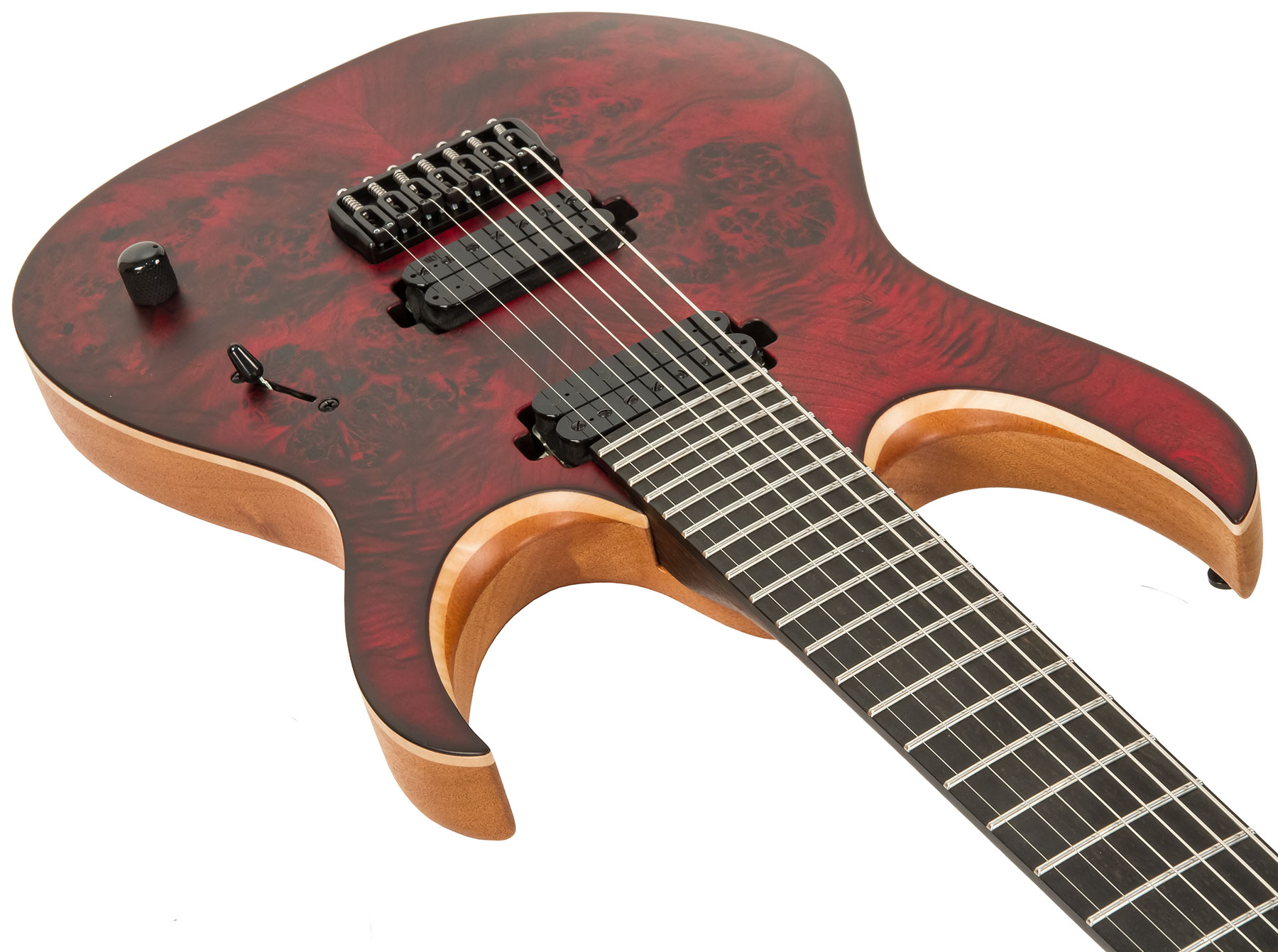 Mayones Guitars Duvell Elite 7 Hh Tko Ht Eb - Dirty Red Satin - 7-saitige E-Gitarre - Variation 3