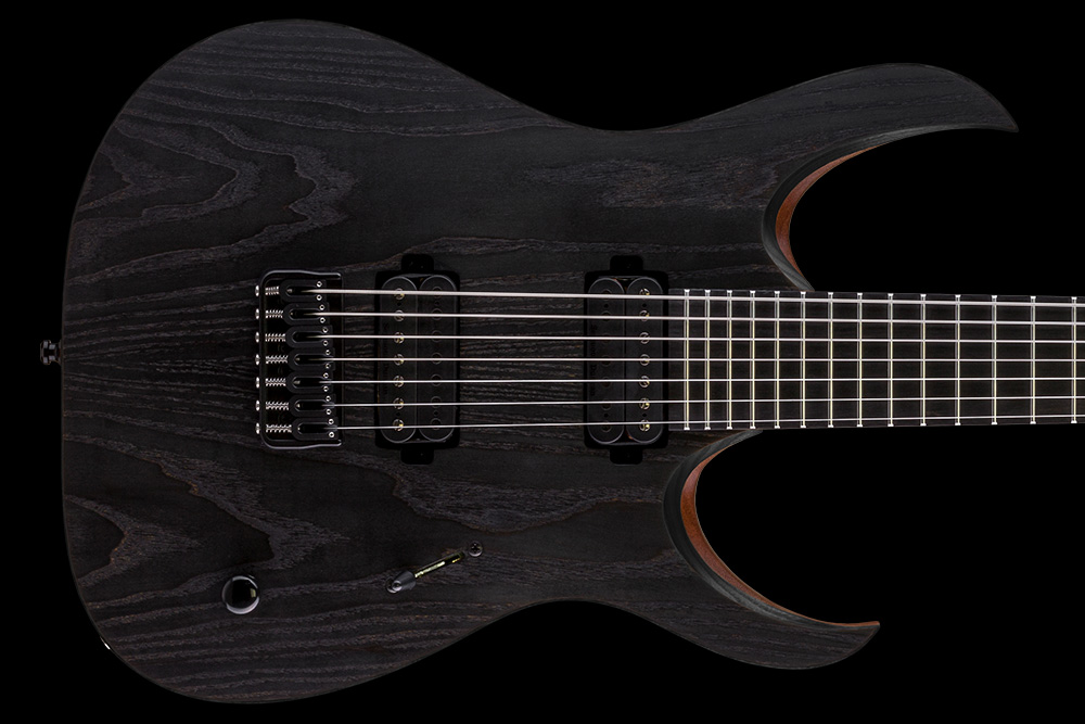 Mayones Guitars Duvell Elite Gothic 7 2h Seymour Duncan Ht Eb - Monolith Black Matt - 7-saitige E-Gitarre - Variation 2