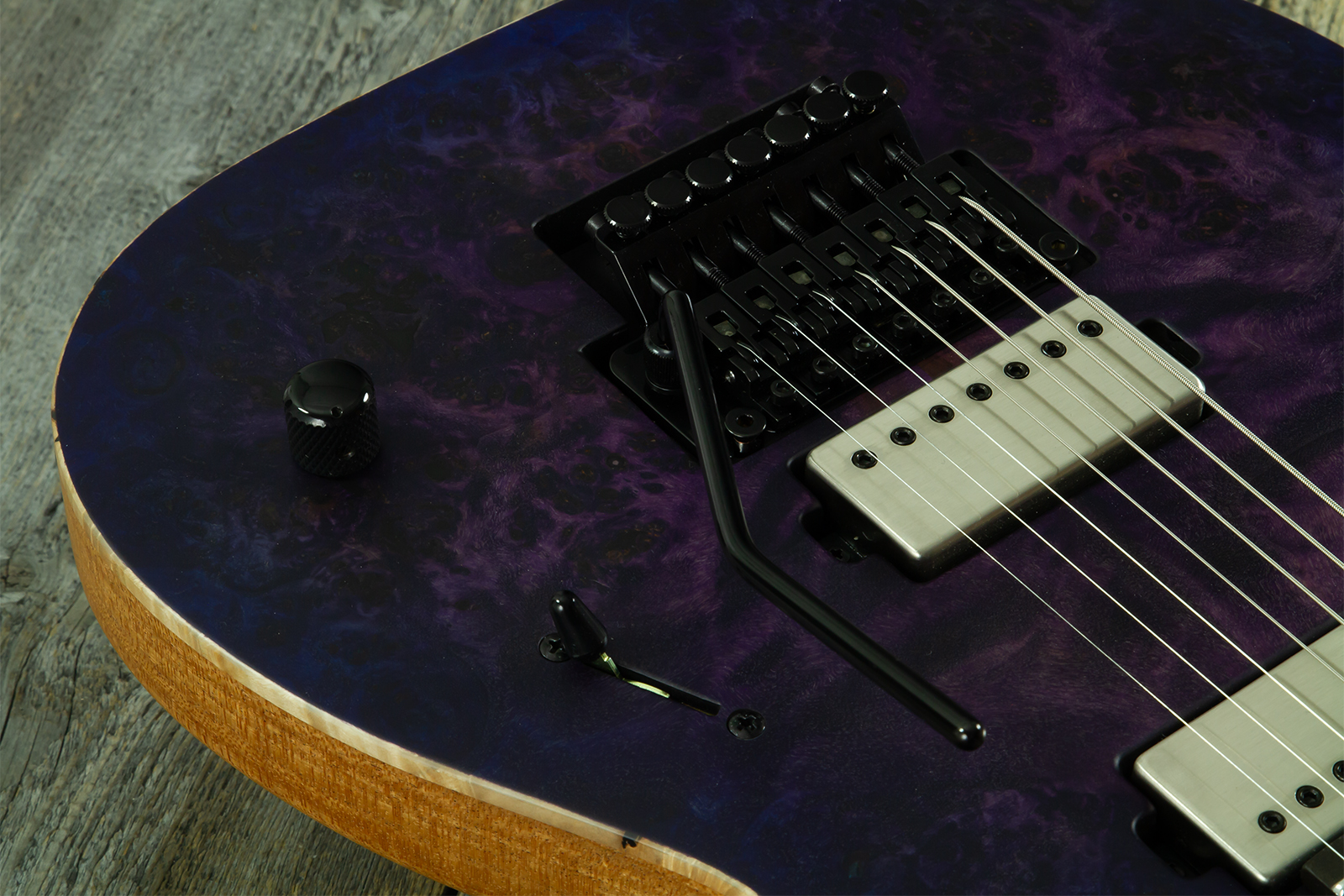 Mayones Guitars Duvell Elite Pro 7c Baryton 2h Velvetrone Fr Eb #df2602262 - Matt Trans Dirty Purple Blue Burst - Bariton E-Gitarre - Variation 3