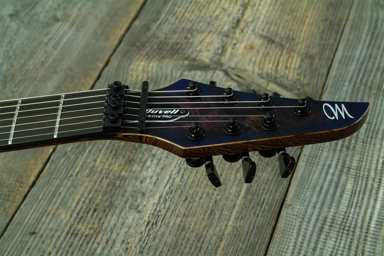 Mayones Guitars Duvell Elite Pro 7c Baryton 2h Velvetrone Fr Eb #df2602262 - Matt Trans Dirty Purple Blue Burst - Bariton E-Gitarre - Variation 6