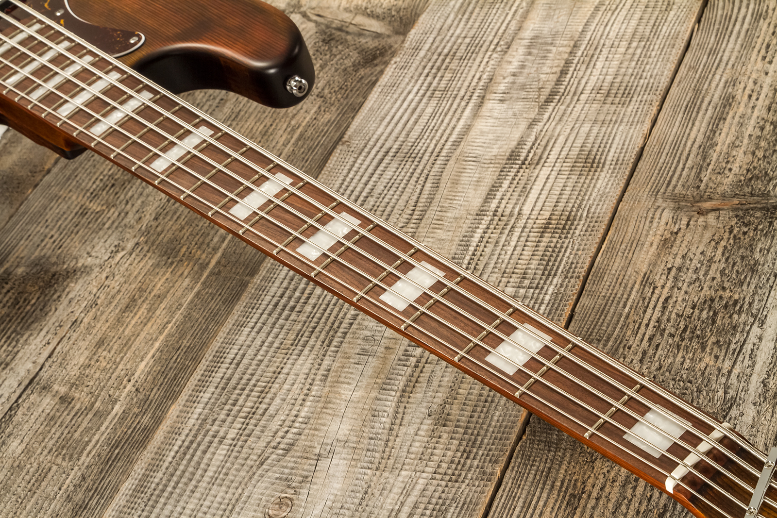 Mayones Guitars Hadrien Feraud Jabba 5c Active Pf - Antique Brown - Solidbody E-bass - Variation 11