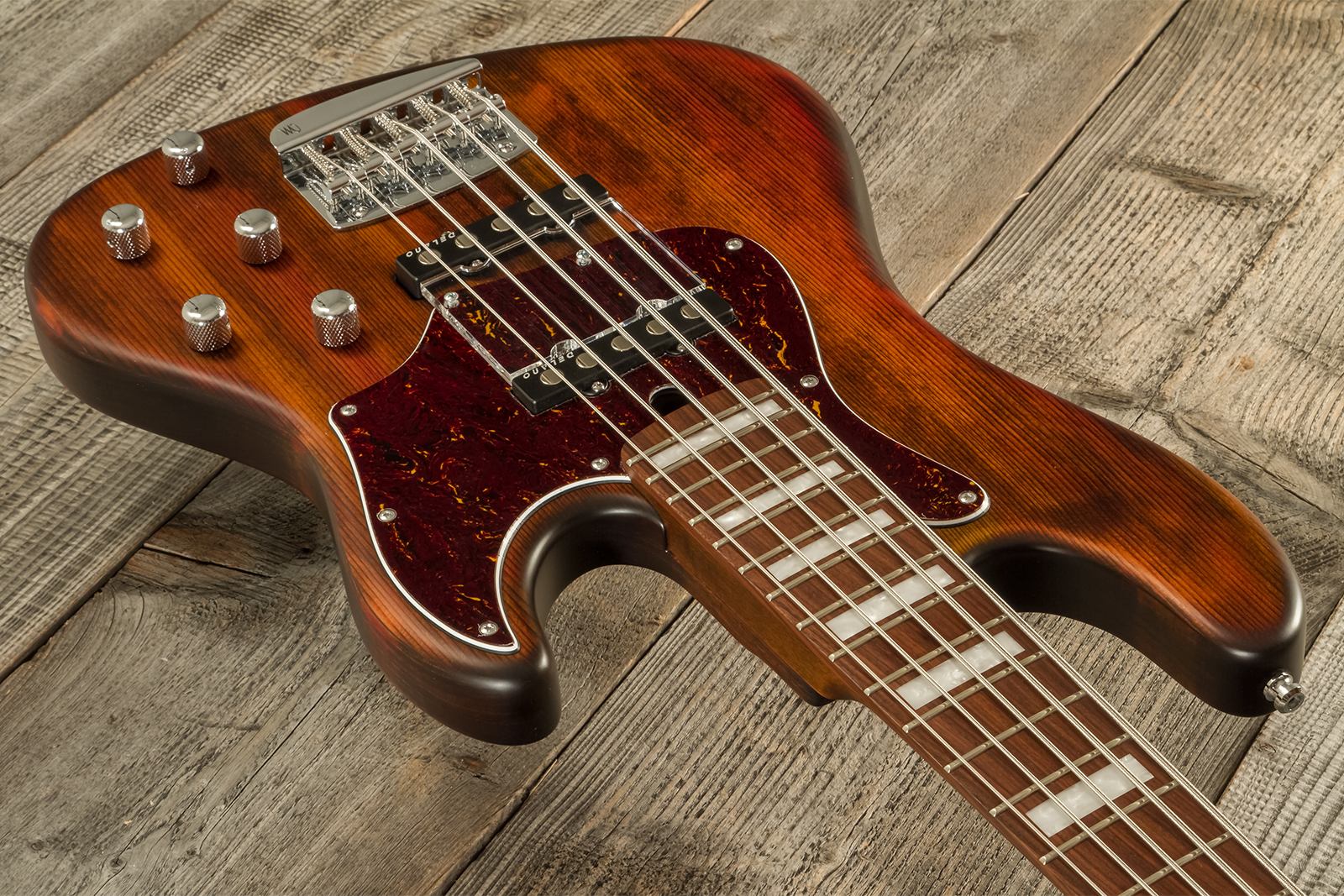 Mayones Guitars Hadrien Feraud Jabba 5c Active Pf - Antique Brown - Solidbody E-bass - Variation 8