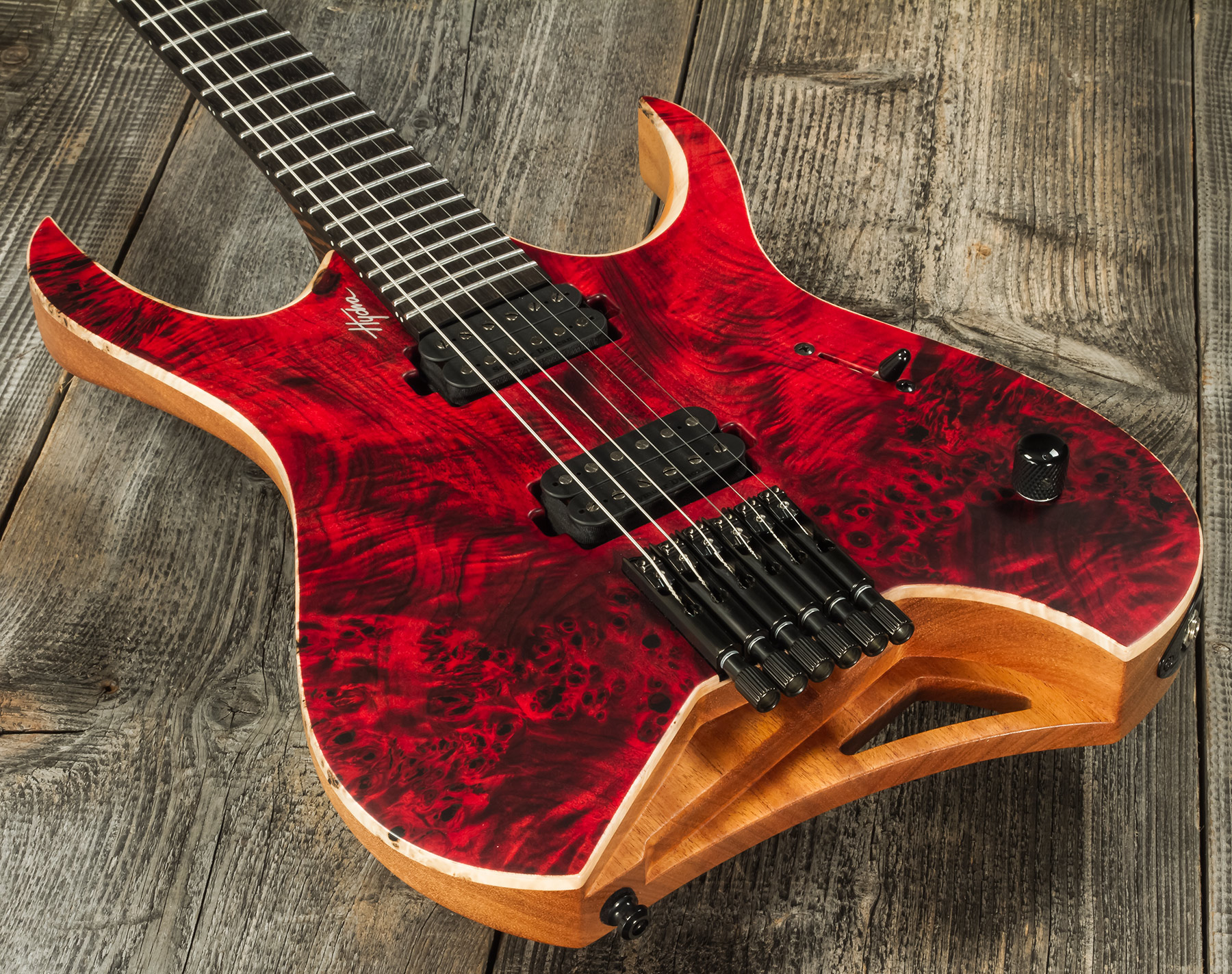 Mayones Guitars Hydra Elite 6 2h Seymour Duncan Ht Eb #hf2008335 - Dirty Red Satin - E-Gitarre aus Metall - Variation 3