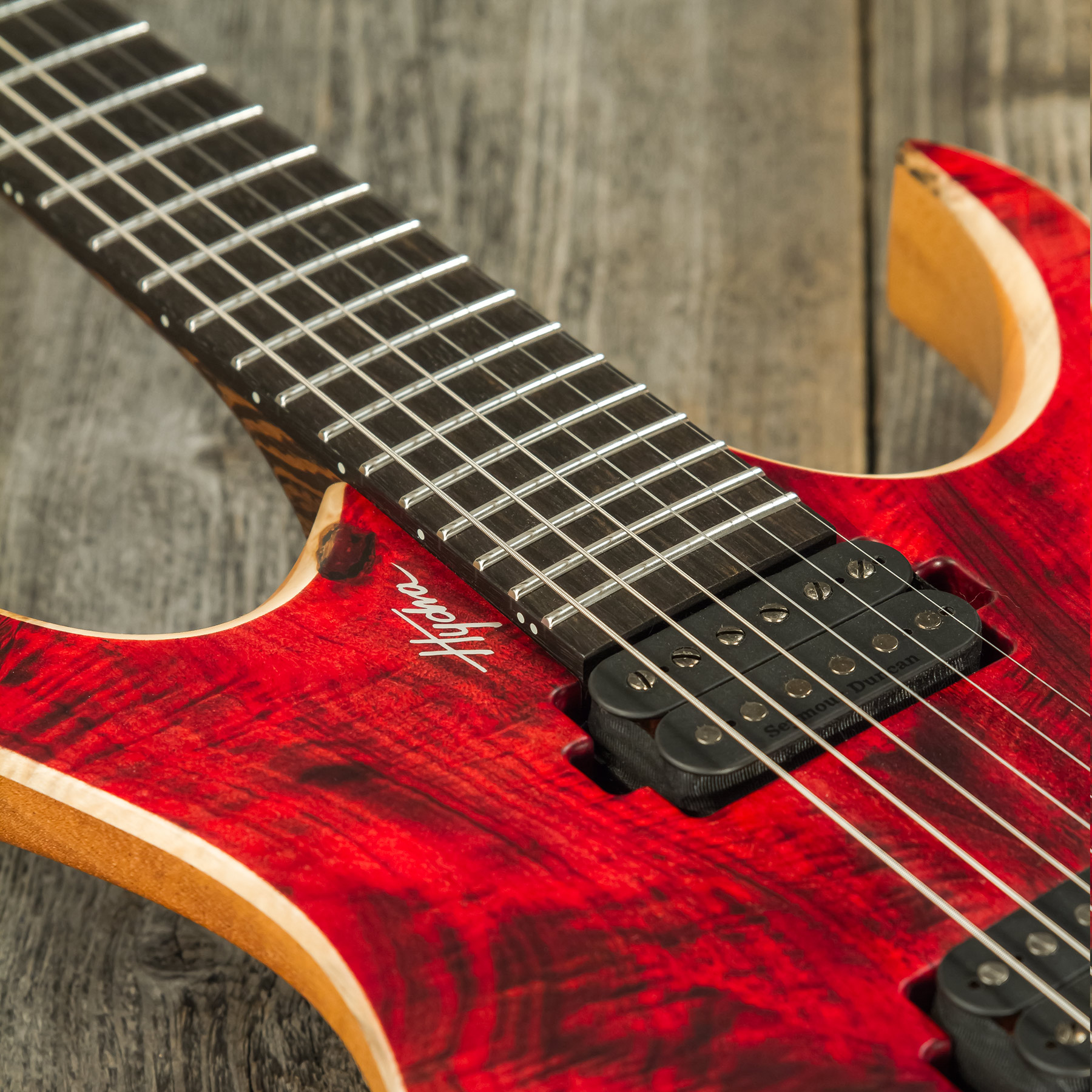 Mayones Guitars Hydra Elite 6 2h Seymour Duncan Ht Eb #hf2008335 - Dirty Red Satin - E-Gitarre aus Metall - Variation 4