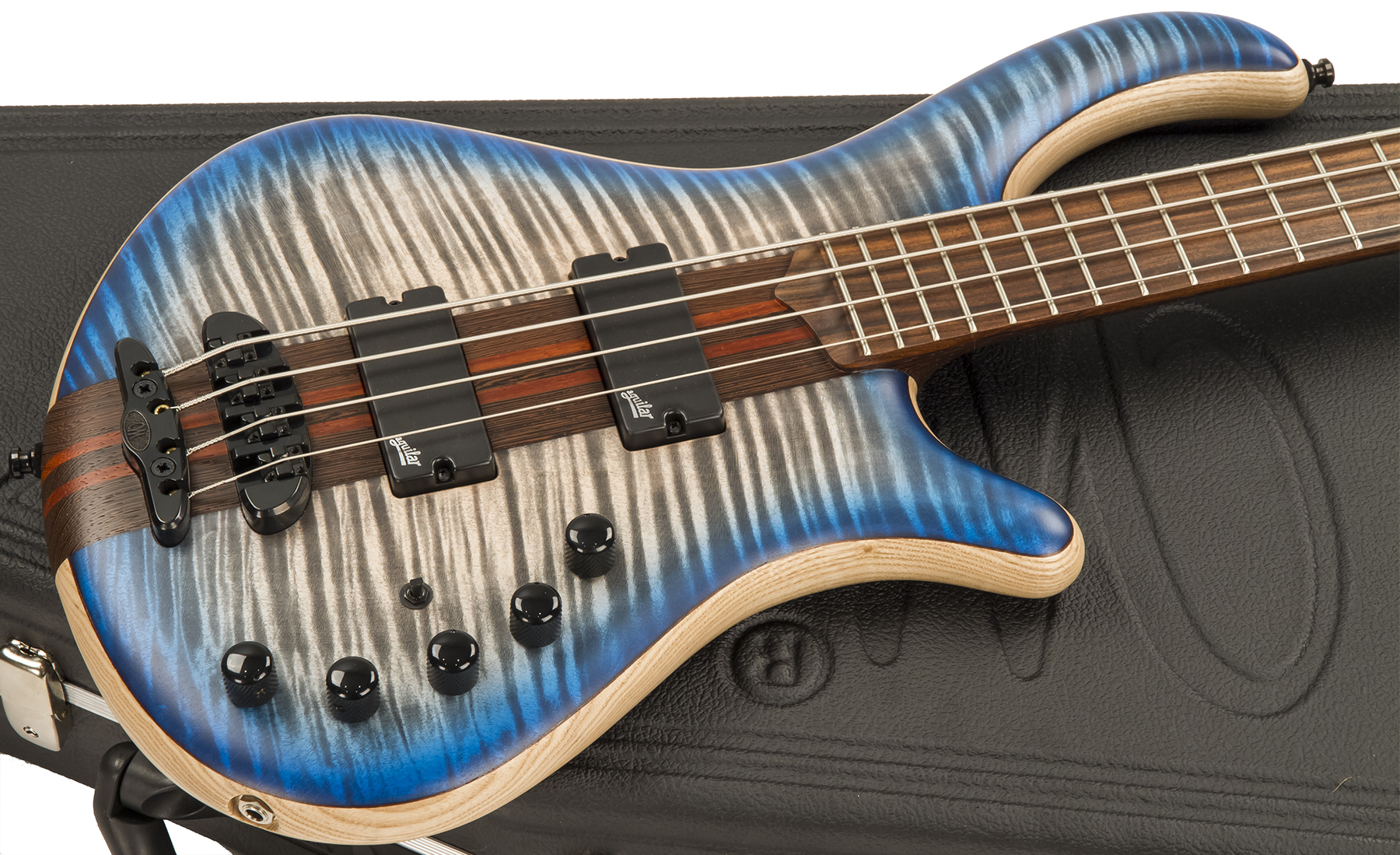 Mayones Guitars Patriot 4-cordes Aguilar Rw - Jeans Blue Flamed Maple - Solidbody E-bass - Variation 1