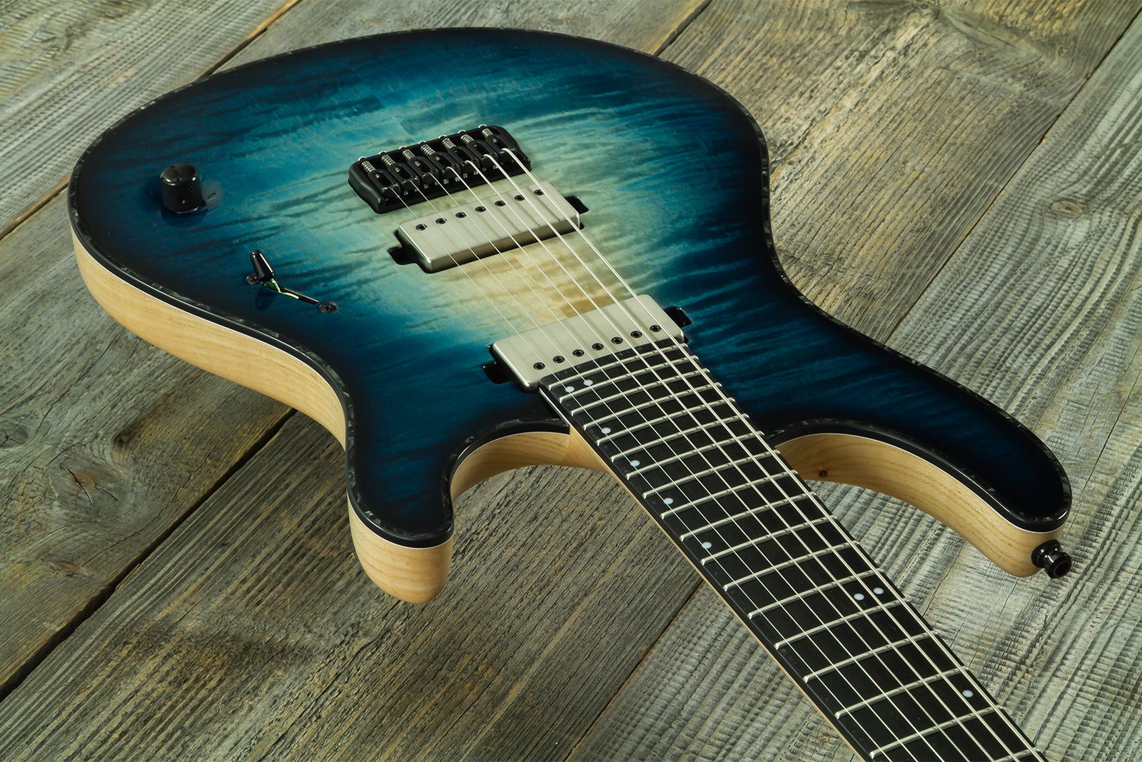 Mayones Guitars Regius 7c 2h Velvetrone Ht Eb #rf2510186 - Turquoise Iris - Bariton E-Gitarre - Variation 2