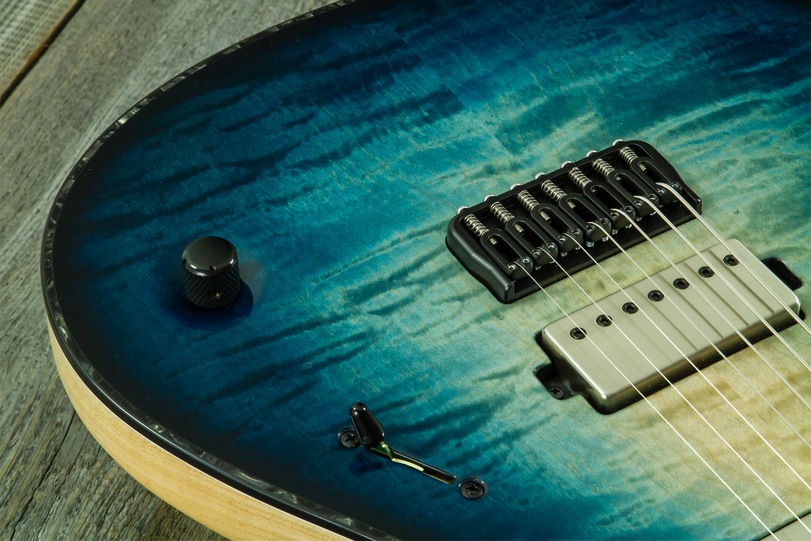 Mayones Guitars Regius 7c Baryton 2h Velvetrone Ht Eb #rf2510186 - Turquoise Iris - Bariton E-Gitarre - Variation 4