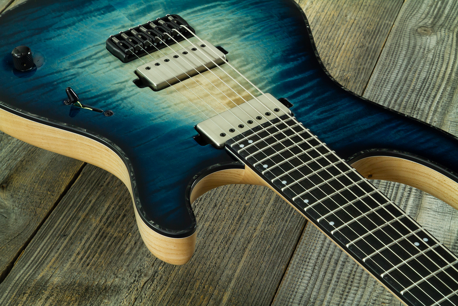 Mayones Guitars Regius 7c Baryton 2h Velvetrone Ht Eb #rf2510186 - Turquoise Iris - Bariton E-Gitarre - Variation 5
