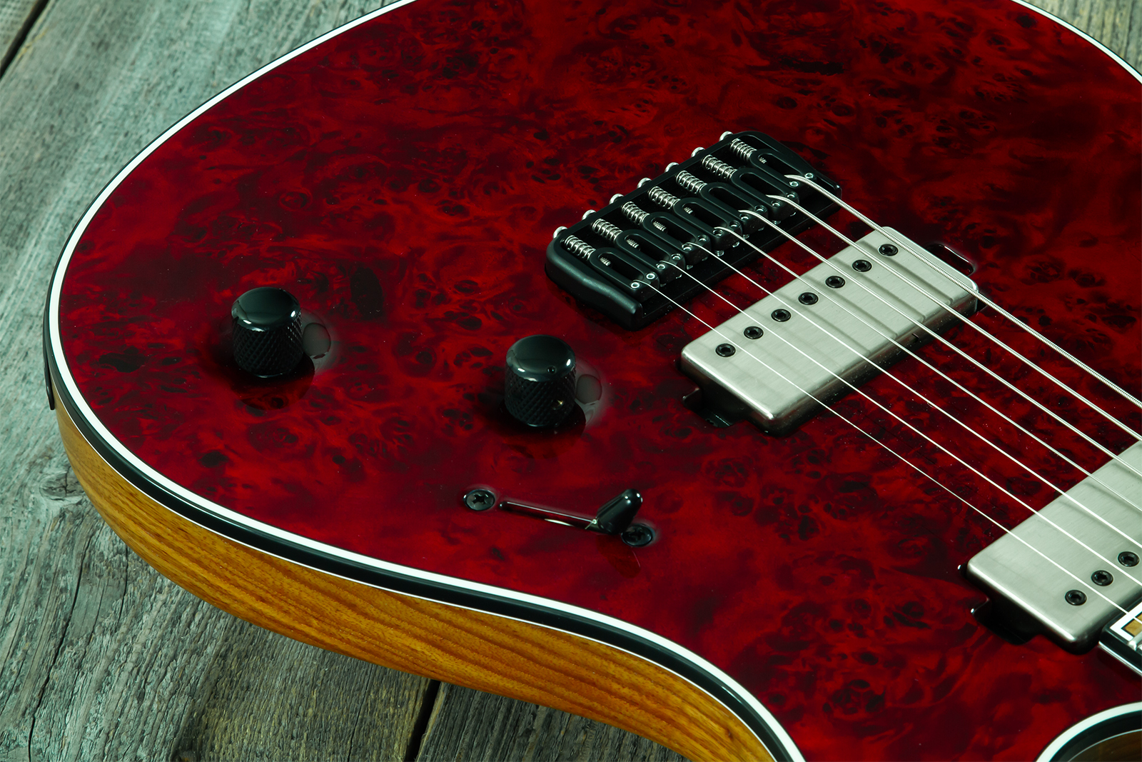 Mayones Guitars Regius 7c Baryton 2h Velvetrone Ht Eb #rf2602251 - Trans Red - Bariton E-Gitarre - Variation 3
