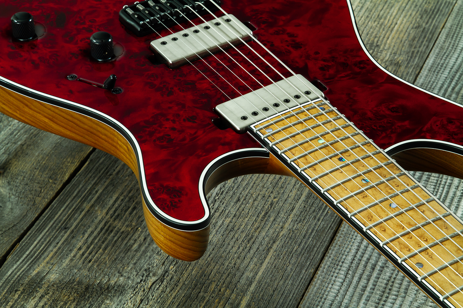 Mayones Guitars Regius 7c Baryton 2h Velvetrone Ht Eb #rf2602251 - Trans Red - Bariton E-Gitarre - Variation 4