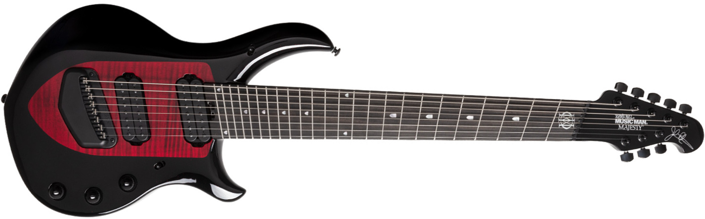 Music Man John Petrucci Majesty 8c Signature 2h Dimarzio Piezo Ht Eb - Sanguine Red - 8- und 9-saitige E-Gitarre - Main picture