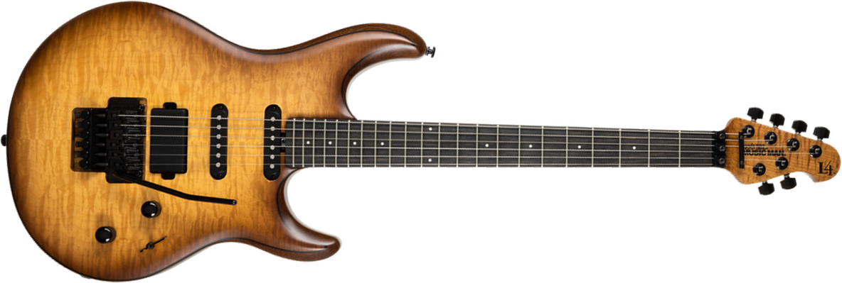 Music Man Steve Lukather Luke 4 30th Anniversary Signature Hss Trem Eb +housse - Steamroller Walnut Burst Satin - Signature-E-Gitarre - Main picture