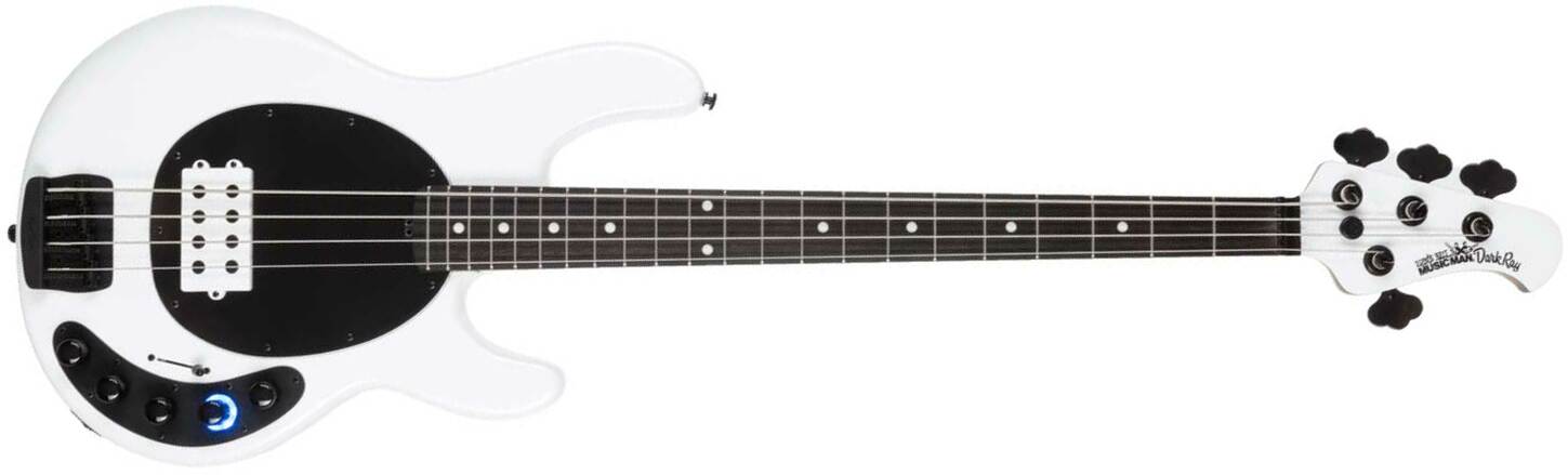 Music Man Stingray Darkray H Active Eb +housse - White Sparkle - Solidbody E-bass - Main picture