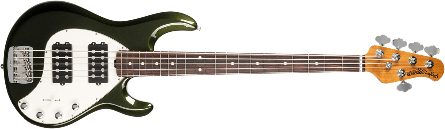 Music Man Stingray Special Hh 5c Active Rw +housse - Fallout Green - Solidbody E-bass - Main picture