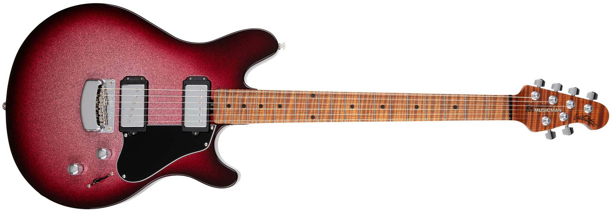 Music Man Valentine Signature 2h Ht Mn +housse - Maroon Burst Sparkle - Signature-E-Gitarre - Main picture