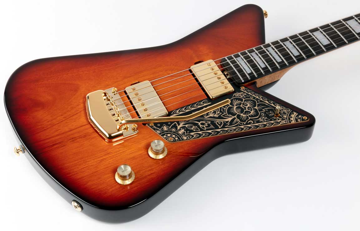 Music Man Mariposa Hh Usa 2h Trem Eb - Sahara Sunset - Retro-Rock-E-Gitarre - Variation 2