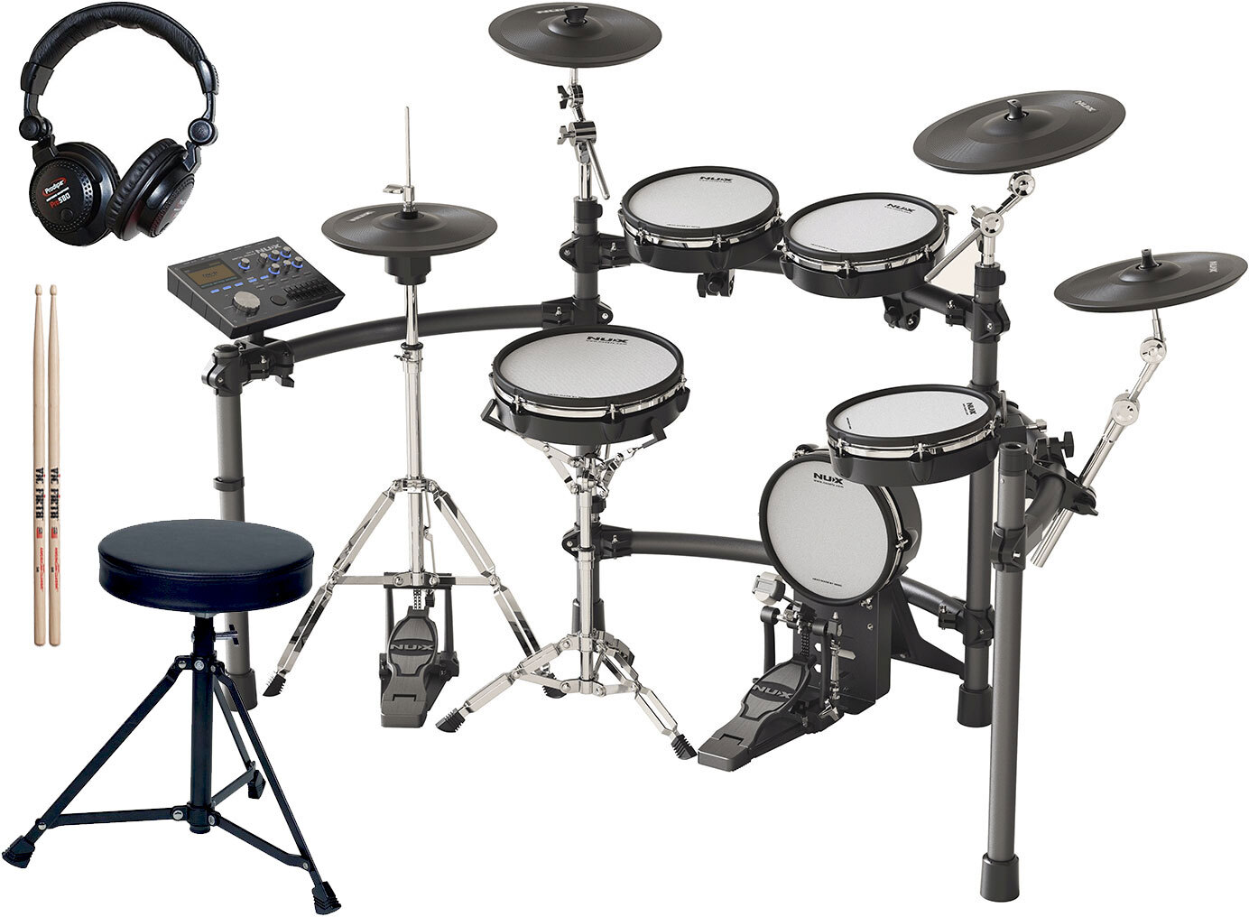 Nux Dm-8  + American Classic 5a Hickory + Pro580 + Dt90 Basix 100 Series - Komplett E-Drum Set - Main picture