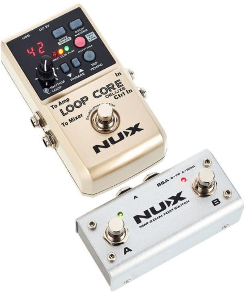Looper effektpedal Nux Loop Core Deluxe Bundle With NMP-2 Dual Footswitch