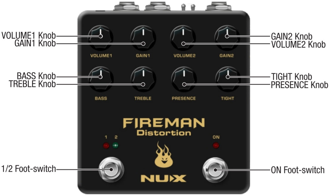 Nux Fireman Dual Channel Distortion Verdugo - Overdrive/Distortion/Fuzz Effektpedal - Variation 2