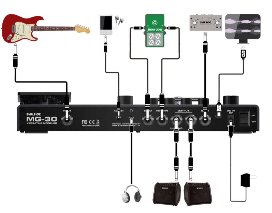 Nux Mg-30 Guitar & Bass Versatile Modeler - Gitarrenverstärker-Modellierungssimulation - Variation 8