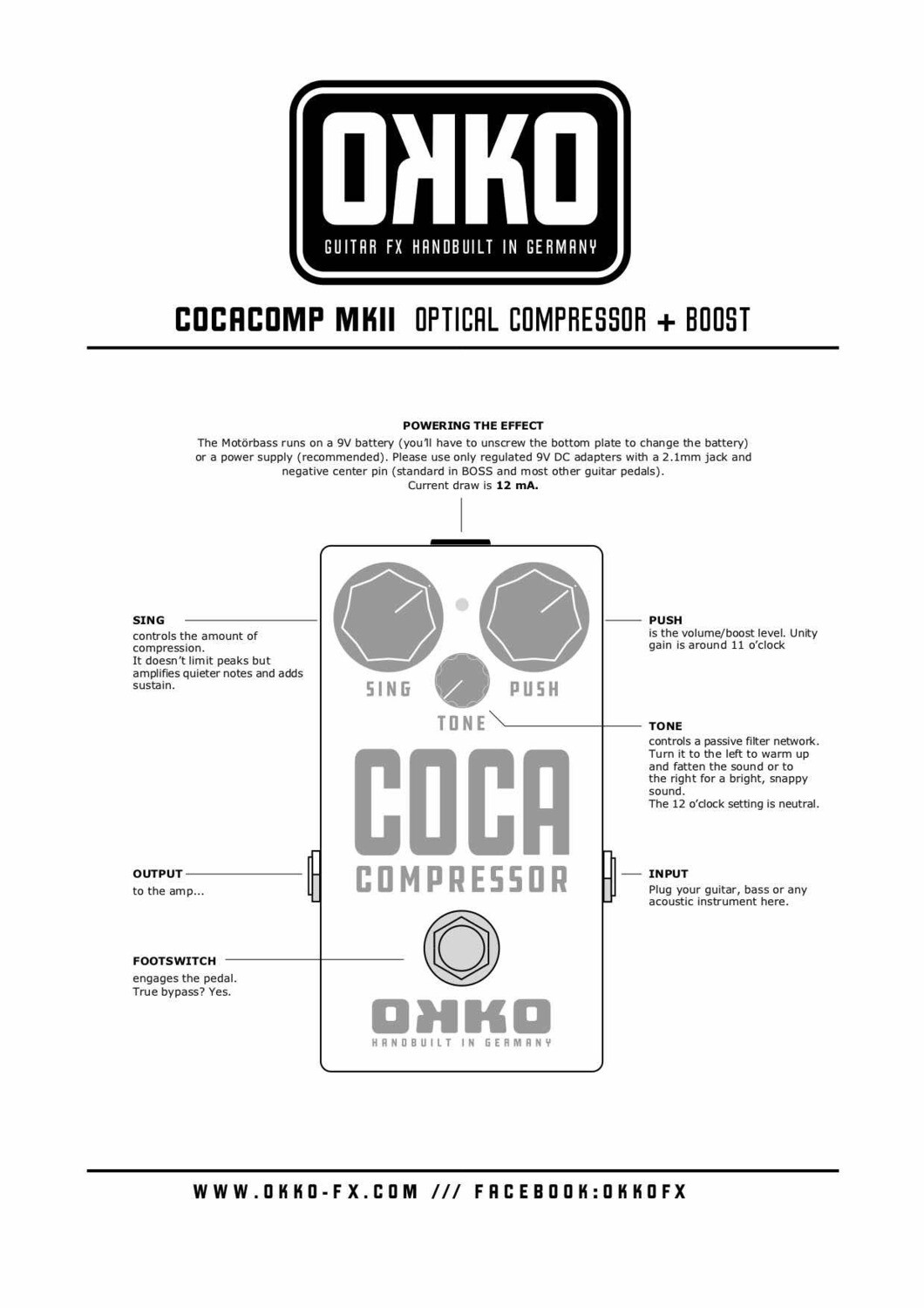 Okko Coca Comp Mkii Optical Compressor - Kompressor/Sustain/Noise gate Effektpedal - Variation 2